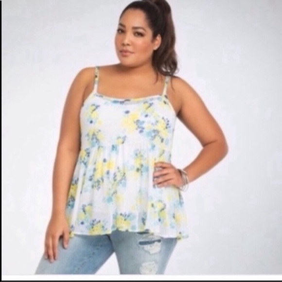 torrid Tops - Torrid Blue Floral Babydoll Tank
